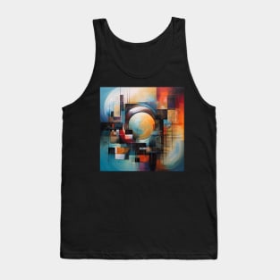 Minimalistic Geometric Patterns in an Abstract Oil Painting Tank Top